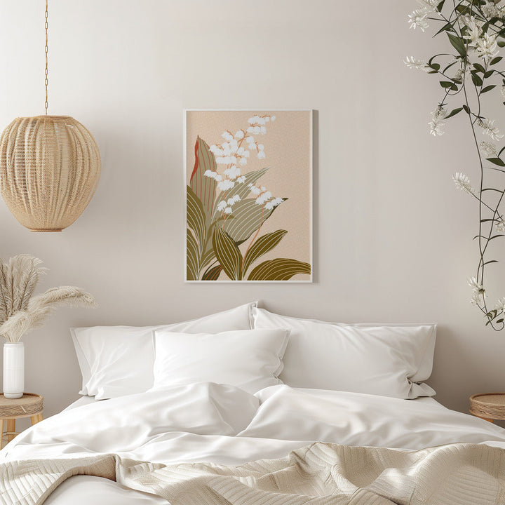 Big flowers Lily of the valley peach - Stretched Canvas, Poster or Fine Art Print I Heart Wall Art