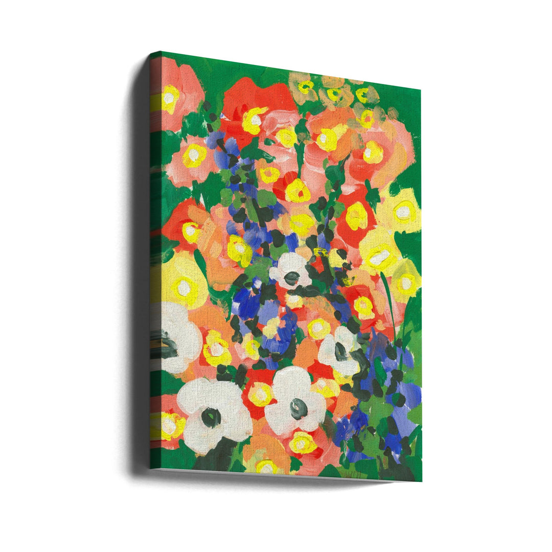 Big White Flower With Blue Bells - Stretched Canvas, Poster or Fine Art Print I Heart Wall Art