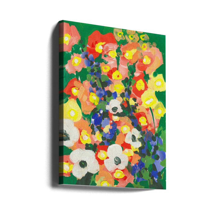 Big White Flower With Blue Bells - Stretched Canvas, Poster or Fine Art Print I Heart Wall Art