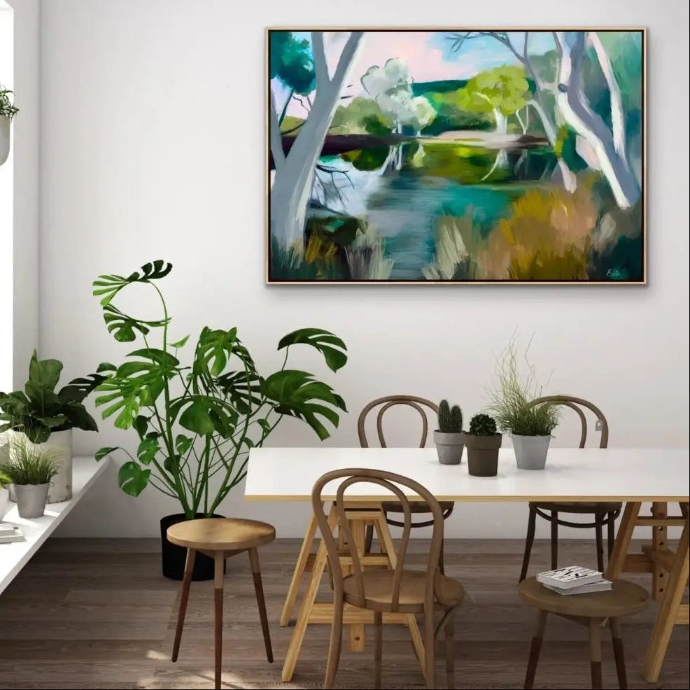 Billabong - Australian Landscape - Stretched Canvas Print or Framed Fine Art Print - Artwork - I Heart Wall Art - Poster Print, Canvas Print or Framed Art Print