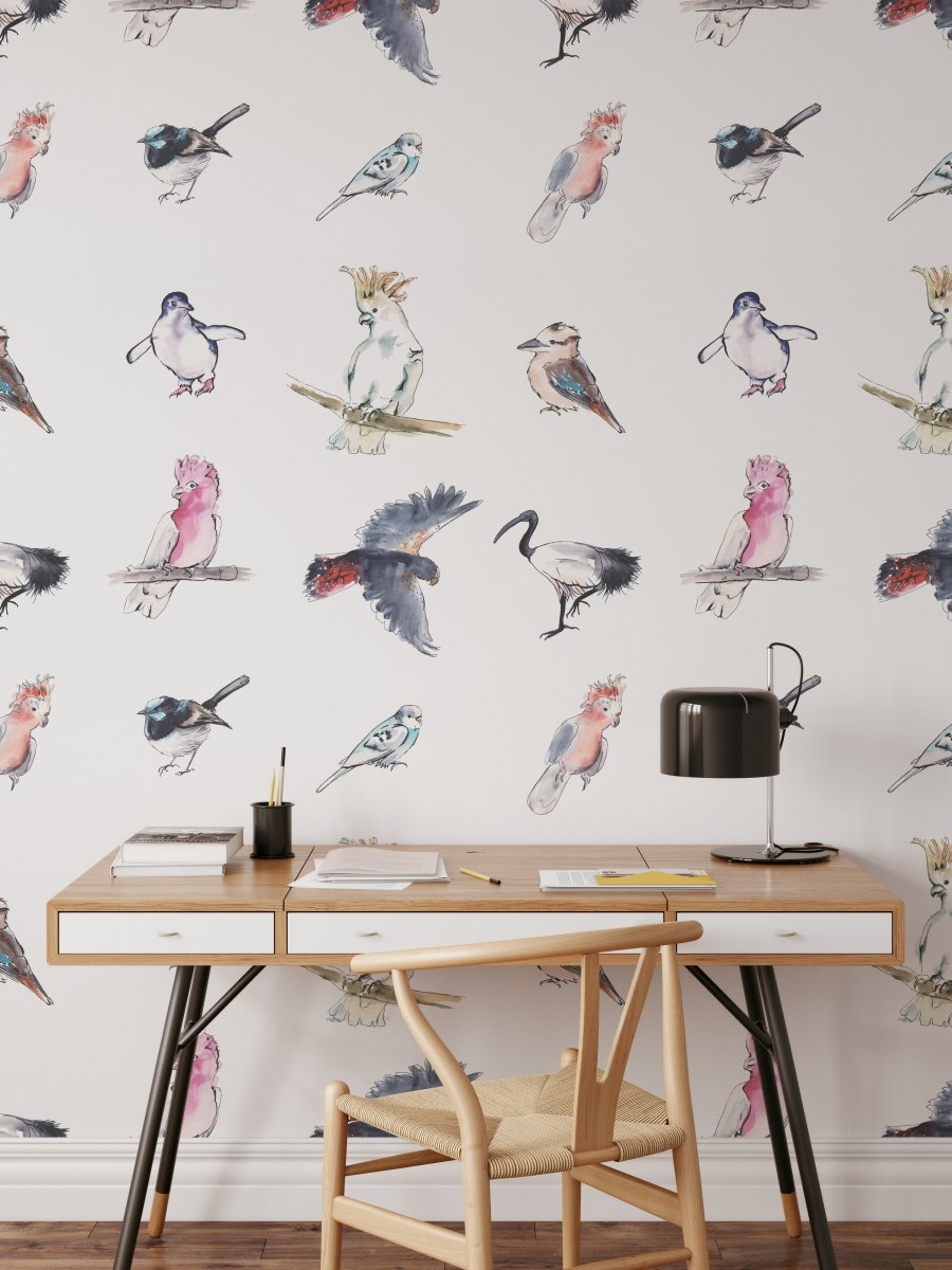 Bird Life Wallpaper - Native Australian Bird Wallpaper - I Heart Wall Art - Poster Print, Canvas Print or Framed Art Print