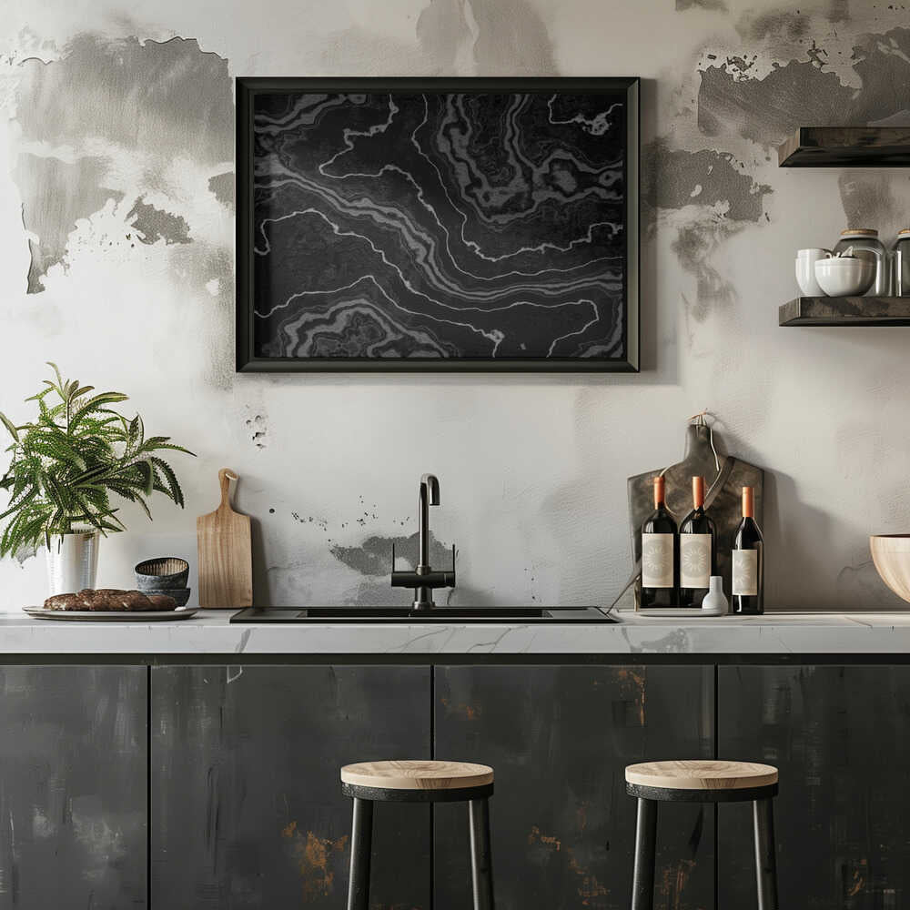 Black Agate Swirls - Stretched Canvas, Poster or Fine Art Print - I Heart Wall Art - Poster Print, Canvas Print or Framed Art Print