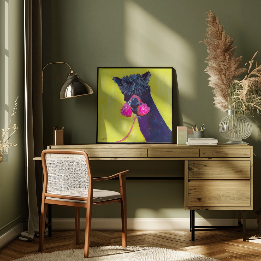 Black Alpaca - Square Stretched Canvas, Poster or Fine Art Print I Heart Wall Art