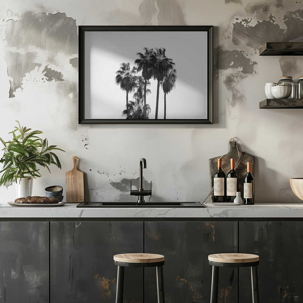 Black and White Palmtrees - Stretched Canvas, Poster or Fine Art Print - I Heart Wall Art - Poster Print, Canvas Print or Framed Art Print