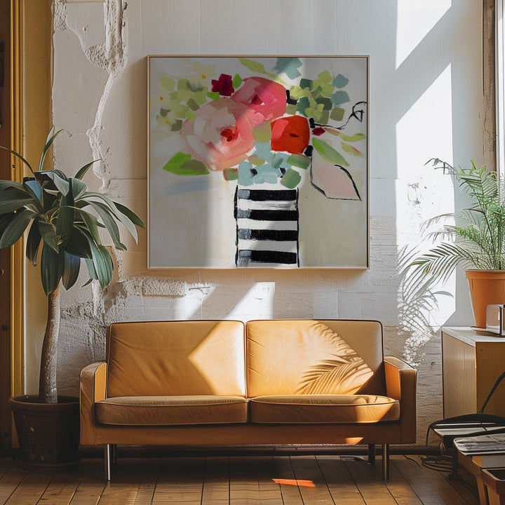 Black and White Vase - Square Stretched Canvas, Poster or Fine Art Print I Heart Wall Art