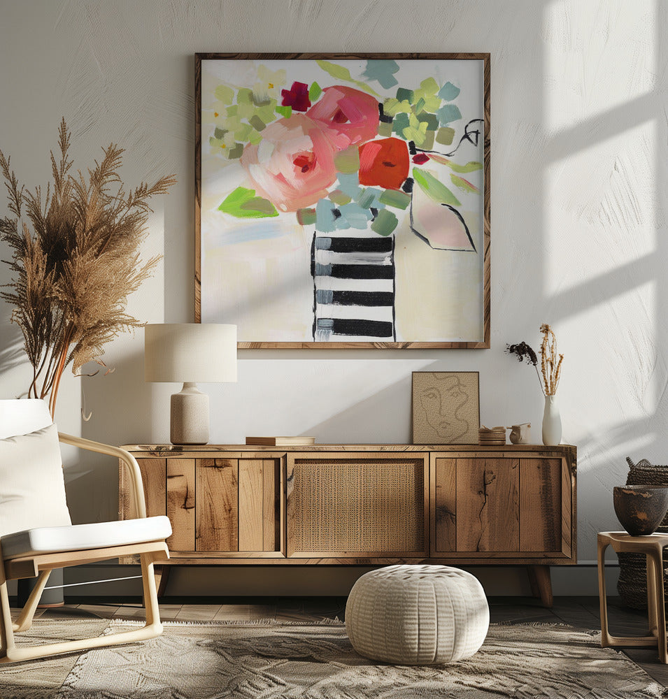 Black and White Vase - Square Stretched Canvas, Poster or Fine Art Print I Heart Wall Art