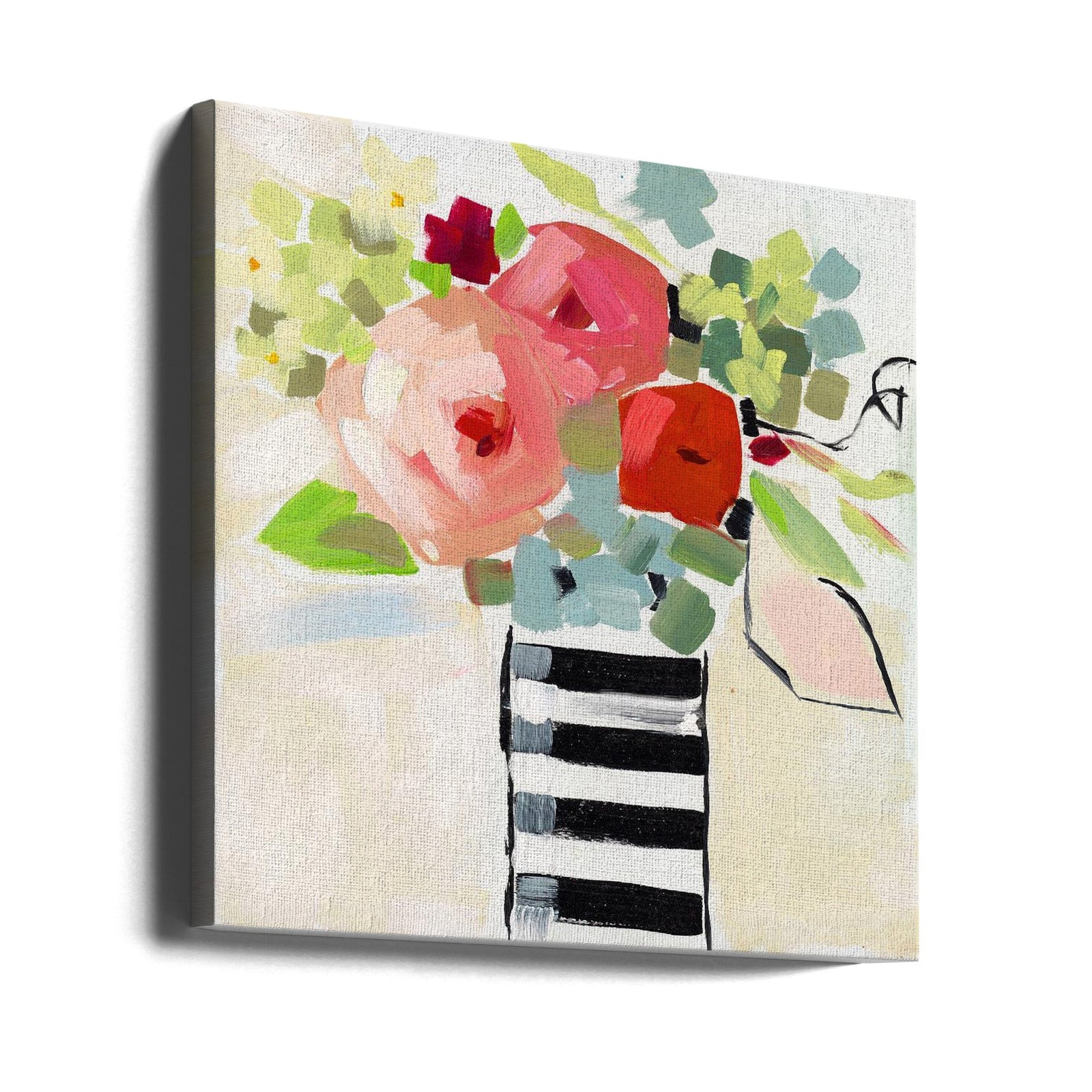 Black and White Vase - Square Stretched Canvas, Poster or Fine Art Print I Heart Wall Art