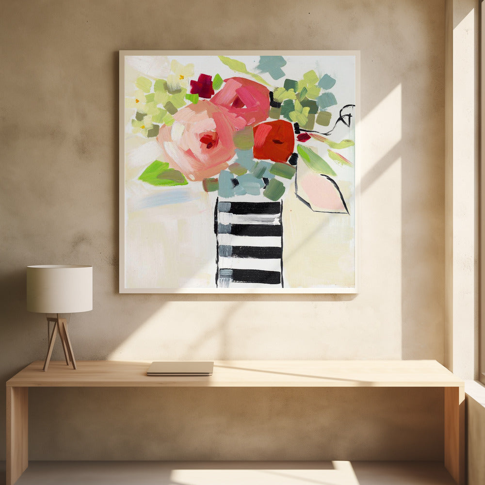 Black and White Vase - Square Stretched Canvas, Poster or Fine Art Print I Heart Wall Art