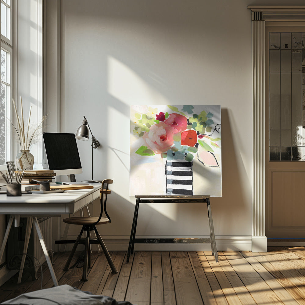 Black and White Vase - Square Stretched Canvas, Poster or Fine Art Print I Heart Wall Art
