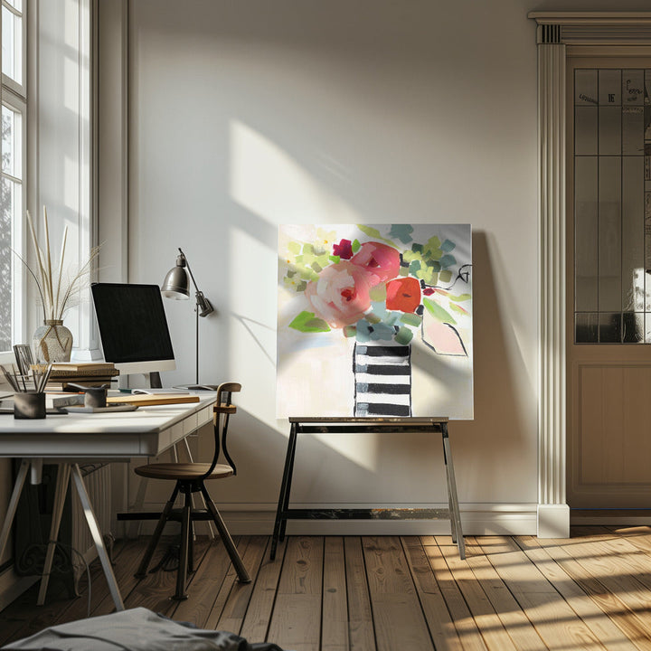 Black and White Vase - Square Stretched Canvas, Poster or Fine Art Print I Heart Wall Art