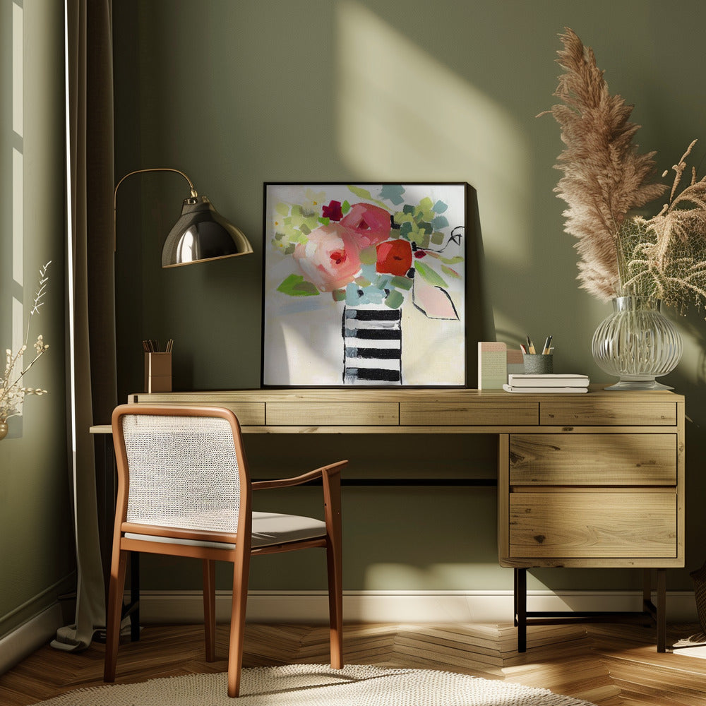 Black and White Vase - Square Stretched Canvas, Poster or Fine Art Print I Heart Wall Art