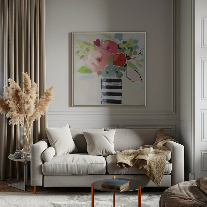 Black and White Vase - Square Stretched Canvas, Poster or Fine Art Print I Heart Wall Art