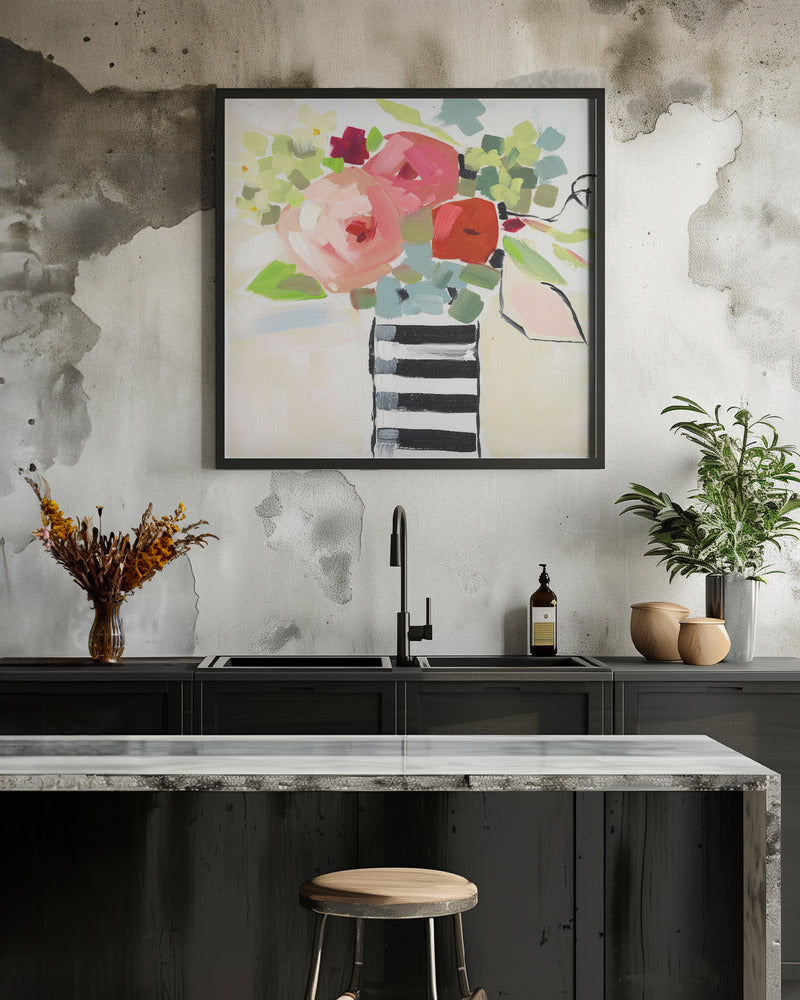 Black and White Vase - Square Stretched Canvas, Poster or Fine Art Print I Heart Wall Art