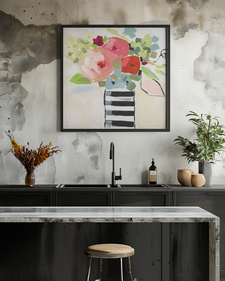 Black and White Vase - Square Stretched Canvas, Poster or Fine Art Print I Heart Wall Art
