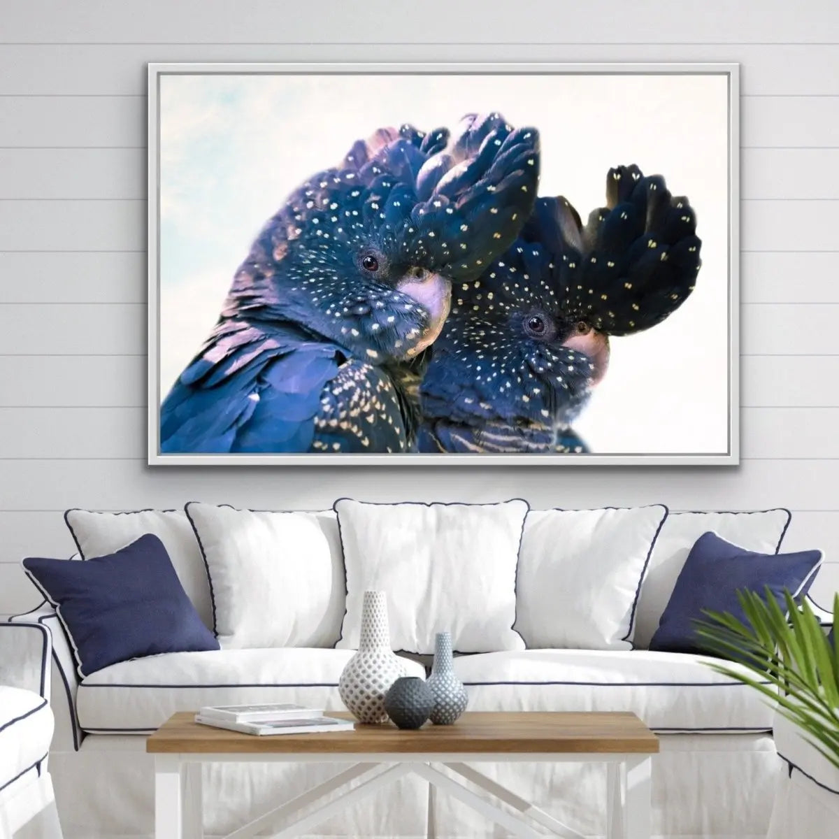 Black Cockatoo Pair - Framed Canvas Print Wall Art Print Red-Tailed Black Cockatoos - I Heart Wall Art - Poster Print, Canvas Print or Framed Art Print