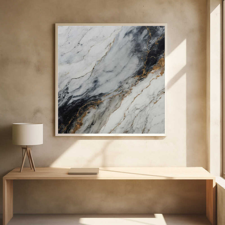 Black Gold Marble - Square Stretched Canvas, Poster or Fine Art Print - I Heart Wall Art - Poster Print, Canvas Print or Framed Art Print