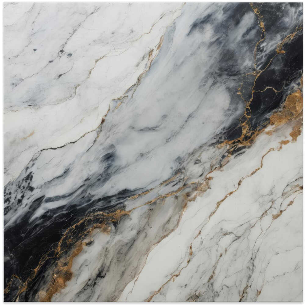 Black Gold Marble - Square Stretched Canvas, Poster or Fine Art Print - I Heart Wall Art - Poster Print, Canvas Print or Framed Art Print