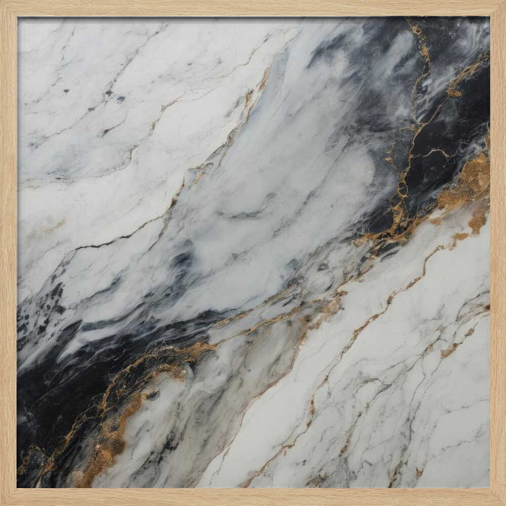 Black Gold Marble - Square Stretched Canvas, Poster or Fine Art Print - I Heart Wall Art - Poster Print, Canvas Print or Framed Art Print