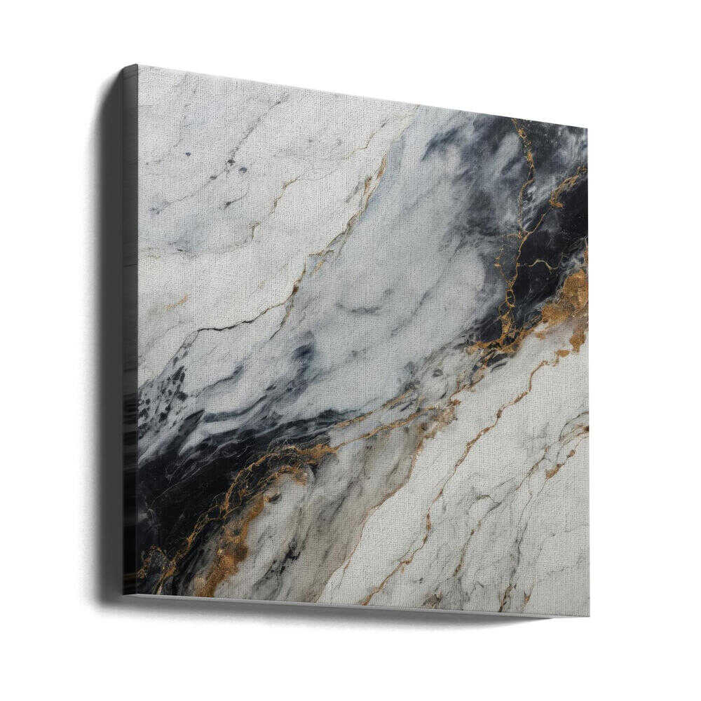 Black Gold Marble - Square Stretched Canvas, Poster or Fine Art Print - I Heart Wall Art - Poster Print, Canvas Print or Framed Art Print