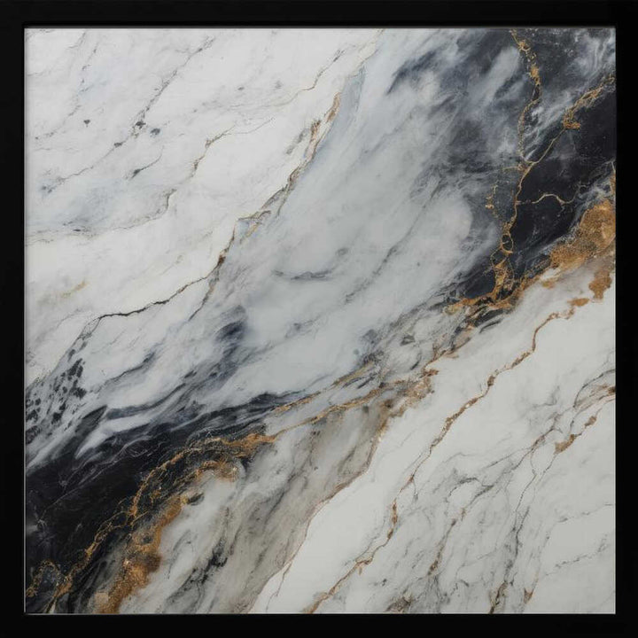 Black Gold Marble - Square Stretched Canvas, Poster or Fine Art Print - I Heart Wall Art - Poster Print, Canvas Print or Framed Art Print