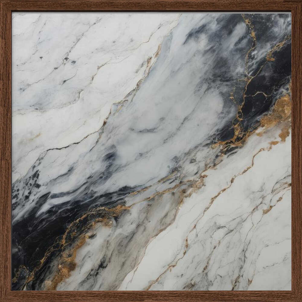 Black Gold Marble - Square Stretched Canvas, Poster or Fine Art Print - I Heart Wall Art - Poster Print, Canvas Print or Framed Art Print