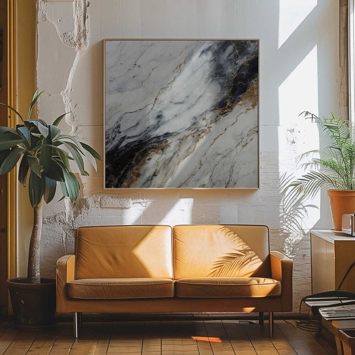 Black Gold Marble - Square Stretched Canvas, Poster or Fine Art Print - I Heart Wall Art - Poster Print, Canvas Print or Framed Art Print