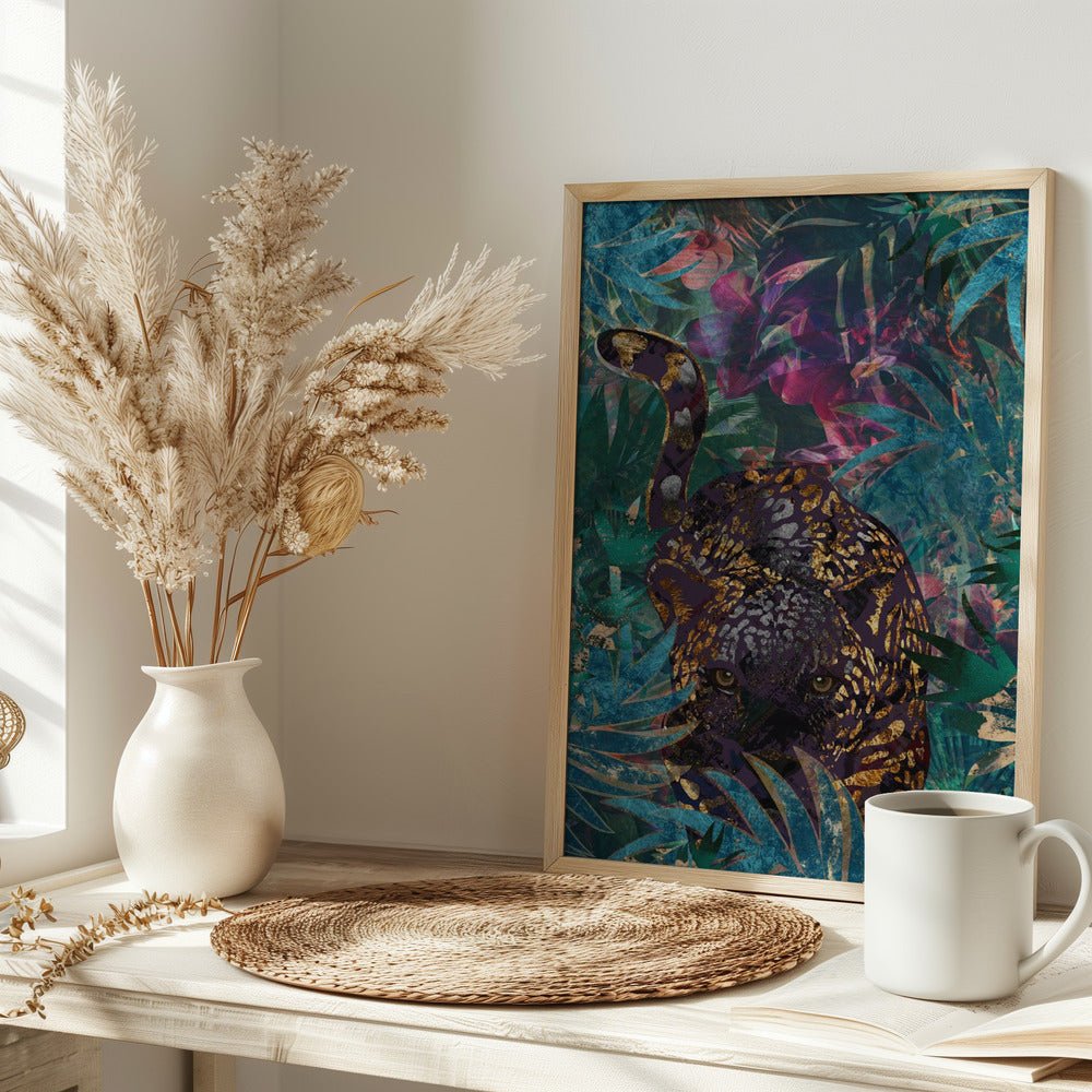 Black gold tropical jungle jaguar - Stretched Canvas, Poster or Fine Art Print - I Heart Wall Art - Poster Print, Canvas Print or Framed Art Print