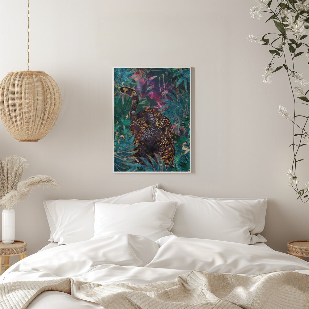 Black gold tropical jungle jaguar - Stretched Canvas, Poster or Fine Art Print - I Heart Wall Art - Poster Print, Canvas Print or Framed Art Print