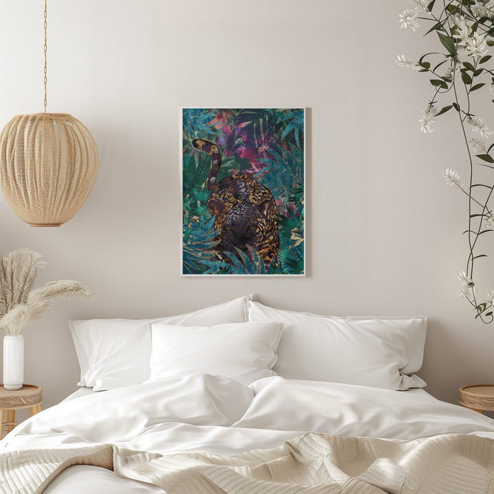 Black gold tropical jungle jaguar - Stretched Canvas, Poster or Fine Art Print - I Heart Wall Art - Poster Print, Canvas Print or Framed Art Print