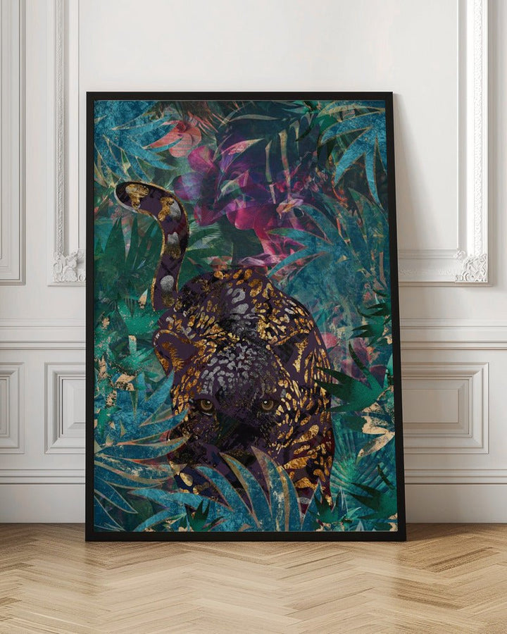 Black gold tropical jungle jaguar - Stretched Canvas, Poster or Fine Art Print - I Heart Wall Art - Poster Print, Canvas Print or Framed Art Print