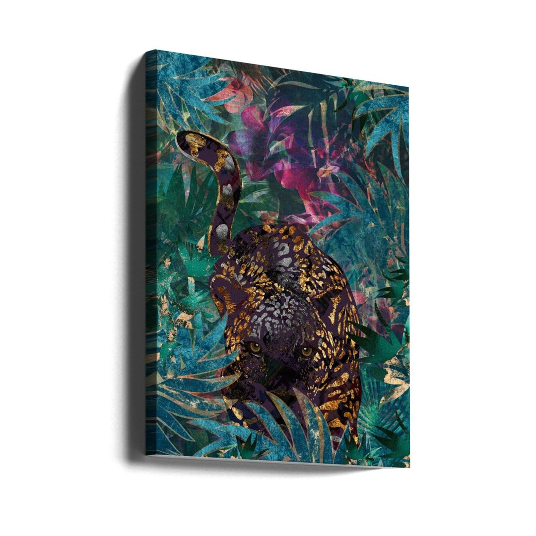 Black gold tropical jungle jaguar - Stretched Canvas, Poster or Fine Art Print - I Heart Wall Art - Poster Print, Canvas Print or Framed Art Print
