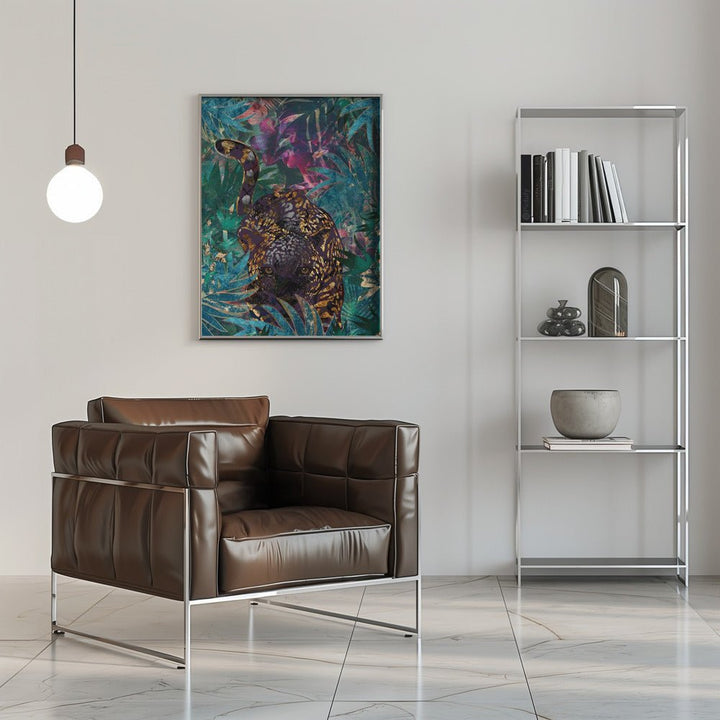 Black gold tropical jungle jaguar - Stretched Canvas, Poster or Fine Art Print - I Heart Wall Art - Poster Print, Canvas Print or Framed Art Print