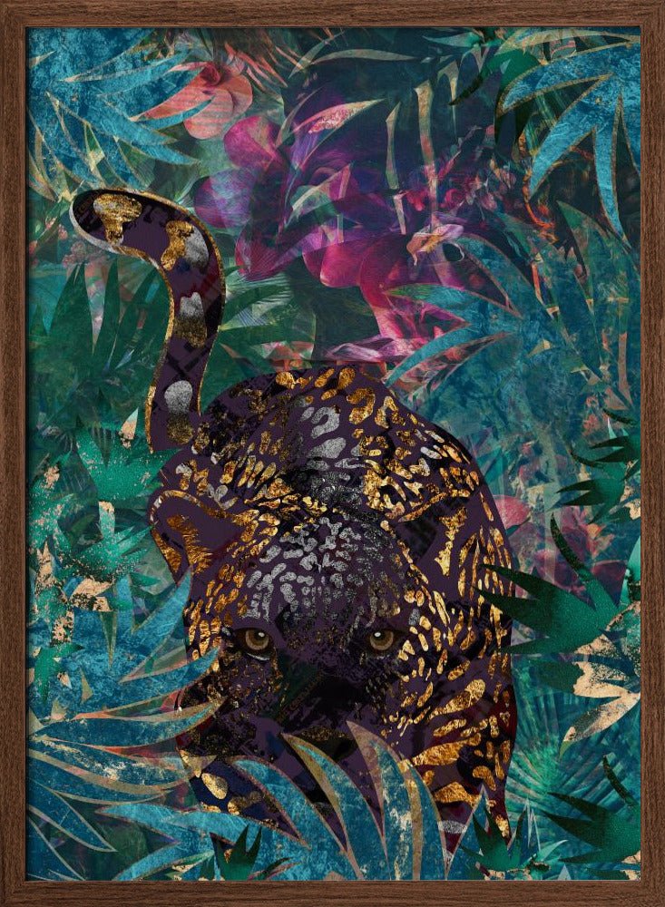 Black gold tropical jungle jaguar - Stretched Canvas, Poster or Fine Art Print - I Heart Wall Art - Poster Print, Canvas Print or Framed Art Print