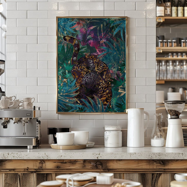 Black gold tropical jungle jaguar - Stretched Canvas, Poster or Fine Art Print - I Heart Wall Art - Poster Print, Canvas Print or Framed Art Print