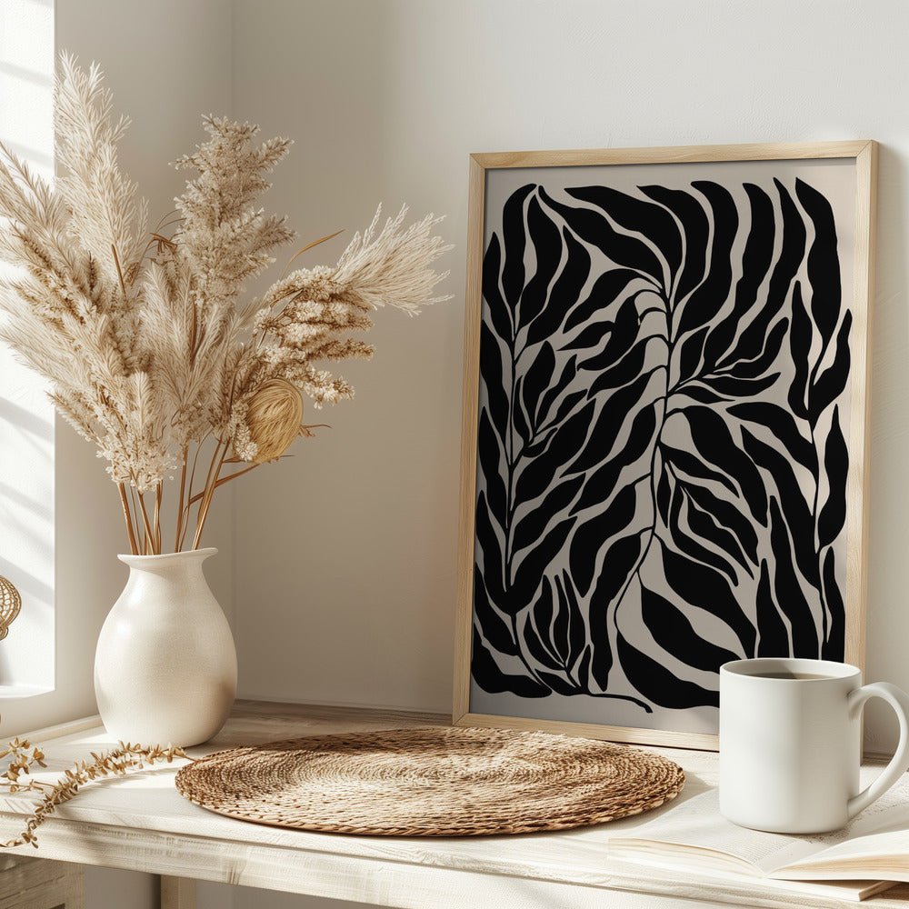 Black Leaf Silhouettes - Stretched Canvas, Poster or Fine Art Print - I Heart Wall Art - Poster Print, Canvas Print or Framed Art Print