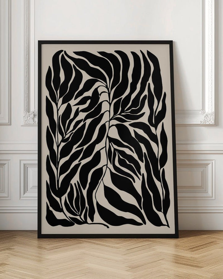 Black Leaf Silhouettes - Stretched Canvas, Poster or Fine Art Print - I Heart Wall Art - Poster Print, Canvas Print or Framed Art Print