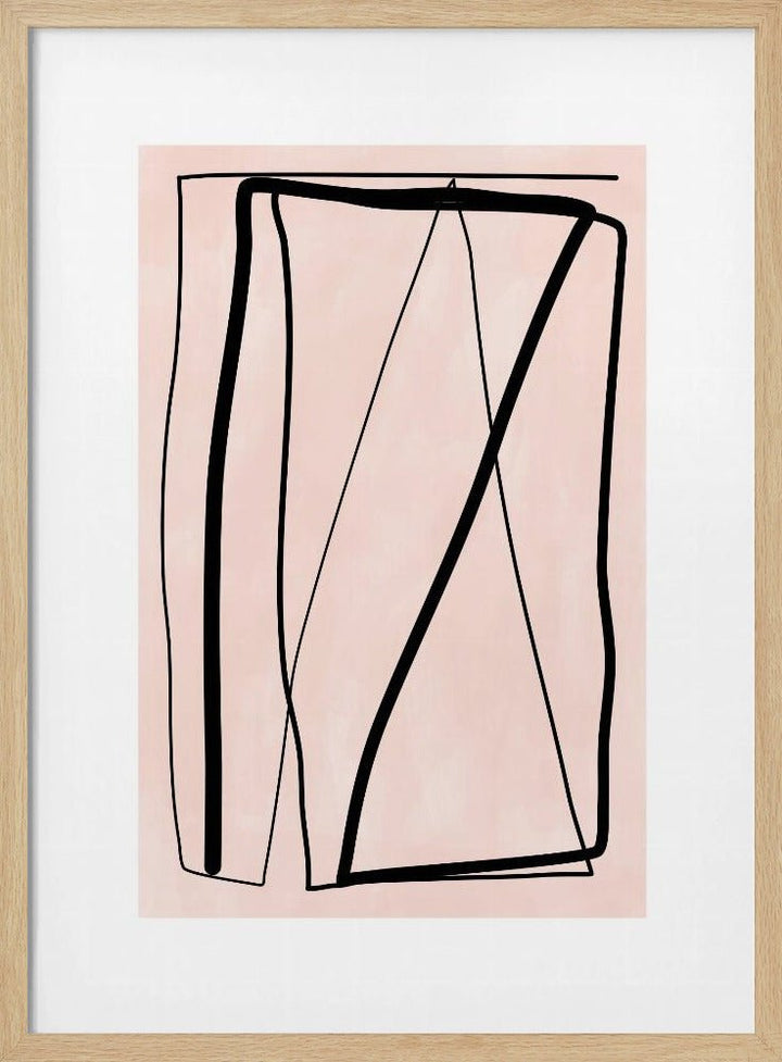 Black Lines On A Soft Peach Background - Stretched Canvas, Poster or Fine Art Print - I Heart Wall Art - Poster Print, Canvas Print or Framed Art Print