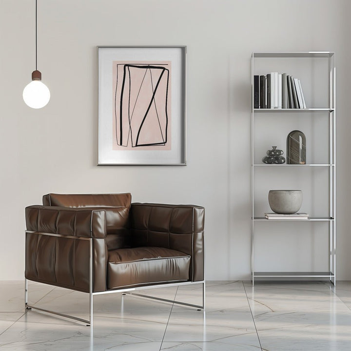 Black Lines On A Soft Peach Background - Stretched Canvas, Poster or Fine Art Print - I Heart Wall Art - Poster Print, Canvas Print or Framed Art Print