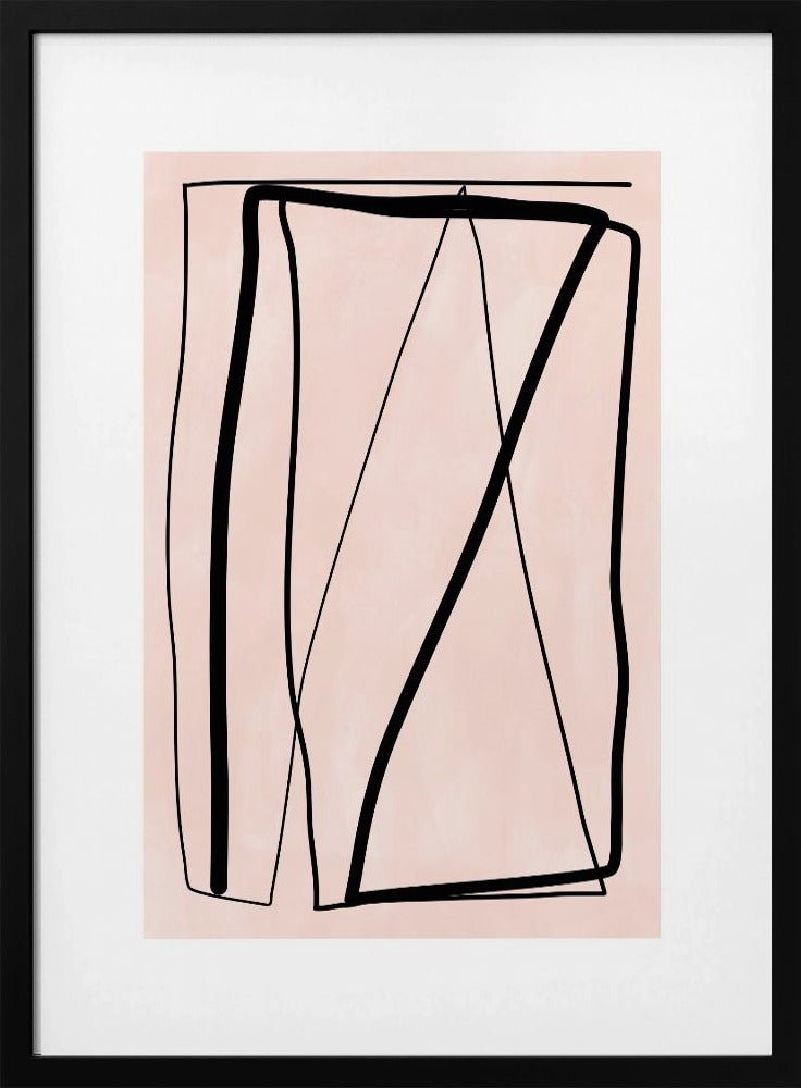 Black Lines On A Soft Peach Background - Stretched Canvas, Poster or Fine Art Print - I Heart Wall Art - Poster Print, Canvas Print or Framed Art Print