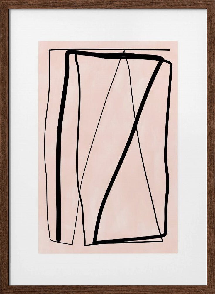 Black Lines On A Soft Peach Background - Stretched Canvas, Poster or Fine Art Print - I Heart Wall Art - Poster Print, Canvas Print or Framed Art Print