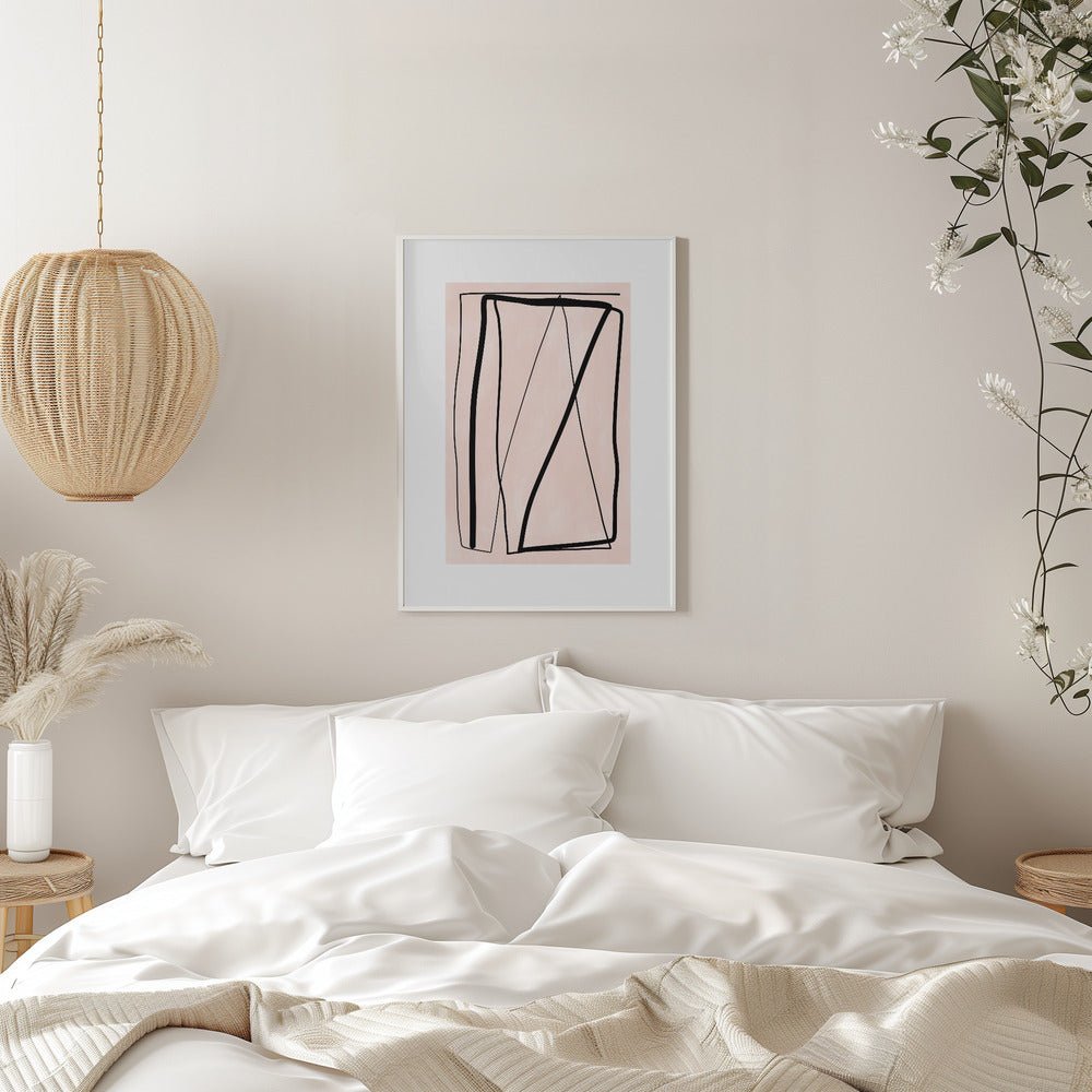Black Lines On A Soft Peach Background - Stretched Canvas, Poster or Fine Art Print - I Heart Wall Art - Poster Print, Canvas Print or Framed Art Print