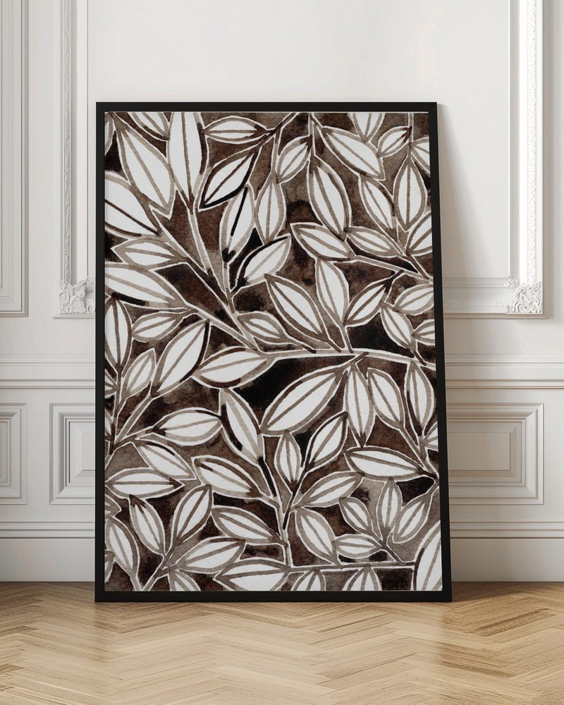 Black &amp;amp; White Leaves - Stretched Canvas, Poster or Fine Art Print - I Heart Wall Art - Poster Print, Canvas Print or Framed Art Print