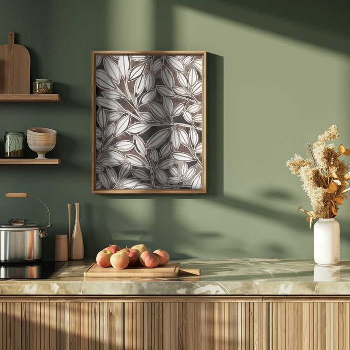 Black &amp;amp; White Leaves - Stretched Canvas, Poster or Fine Art Print - I Heart Wall Art - Poster Print, Canvas Print or Framed Art Print