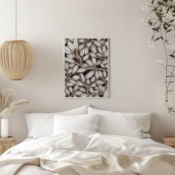 Black &amp;amp; White Leaves - Stretched Canvas, Poster or Fine Art Print - I Heart Wall Art - Poster Print, Canvas Print or Framed Art Print