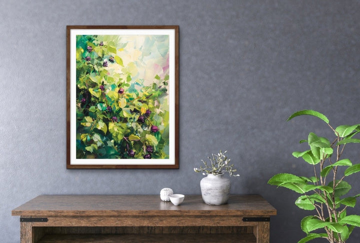 Blackberry Delight - Green Still Life Fruit Tree, Stretched Canvas or Wall Art Print - I Heart Wall Art - Poster Print, Canvas Print or Framed Art Print