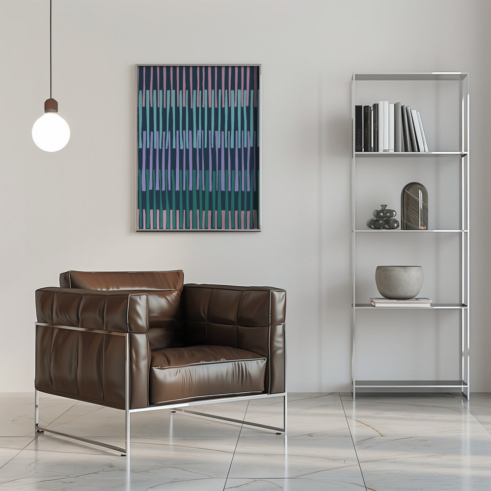 Block print geometrics stripes dark blue - Stretched Canvas, Poster or Fine Art Print I Heart Wall Art