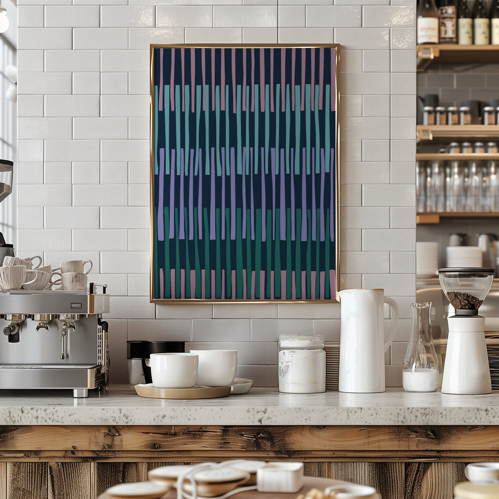 Block print geometrics stripes dark blue - Stretched Canvas, Poster or Fine Art Print I Heart Wall Art