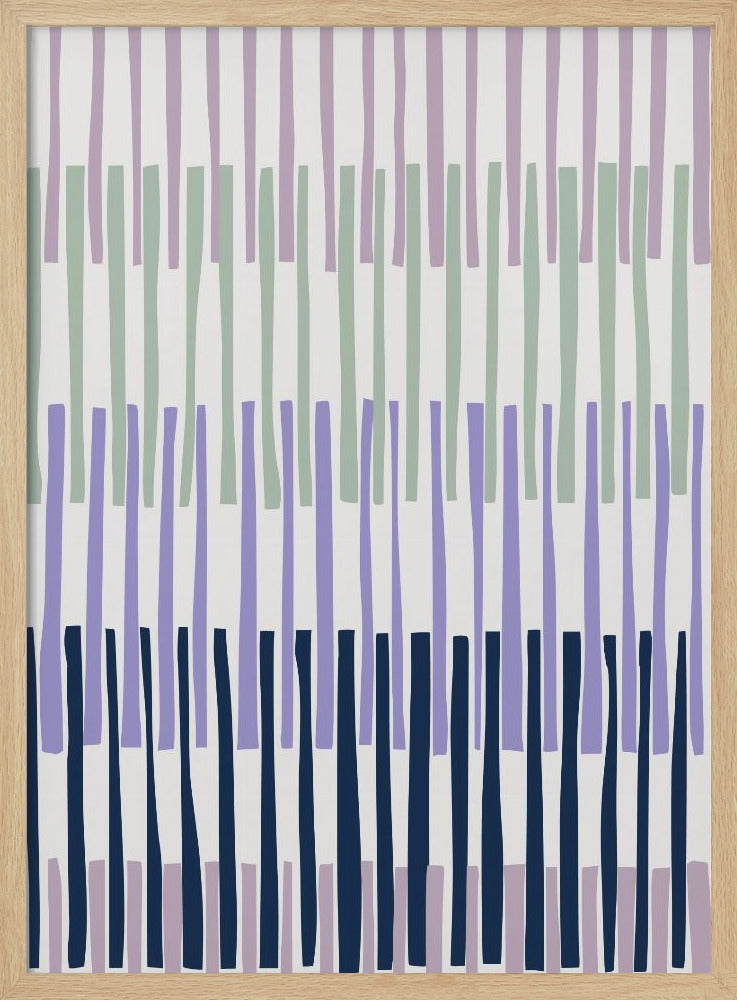 Block print geometrics stripes lilac blue - Stretched Canvas, Poster or Fine Art Print I Heart Wall Art