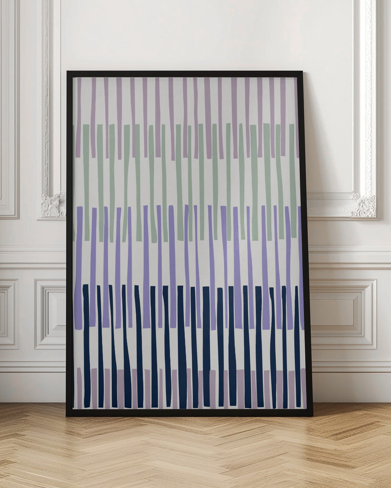 Block print geometrics stripes lilac blue - Stretched Canvas, Poster or Fine Art Print I Heart Wall Art
