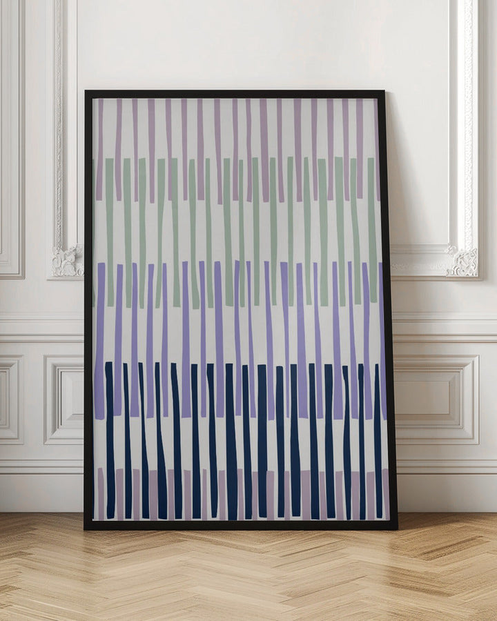 Block print geometrics stripes lilac blue - Stretched Canvas, Poster or Fine Art Print I Heart Wall Art